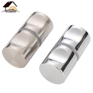 Myhomera Door Handle Glass Door Knob Fits 10-80mm Thick Door Puller Push Bathroom Shower Cabinet Handles Drawer Silver Brushed