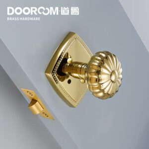 Dooroom Privacy Door Lock Set Shiny Gold PVD keyless Lock Knob Bathroom Bedroom Latch