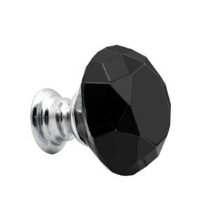 Black 10Pcs 30mm Crystal Glass Cabinet Knobs Diamond Shape Drawer Kitchen Cabinets Dresser Cupboard Wardrobe Pulls Handles