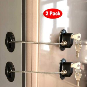 2 Pieces Refrigerator Door Lock Strong Adhesive Freezer Door Lock File Drawer Lock Child Safety Cupboard Lock with Key