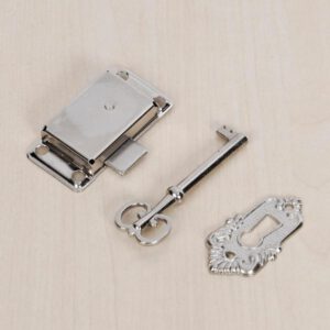 3pcs/set Classical Furniture Hardware Lock Decorative Wardrobe Cupboard Door Jewelry Box Lock Small Antique Metal Lock With Key