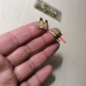 Brass Mini Hinge Decor Door Hinges Wooden Gift Jewelry Box Hinge Fittings for Furniture Hardware+Nail,10*8mm,10Pcs