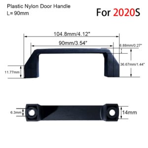 2pieces Plastic Nylon T Slot Black Door Handle for Aluminum Extrusion Profile 2020/3030/4040/4545 Sereis 90mm - 180mm