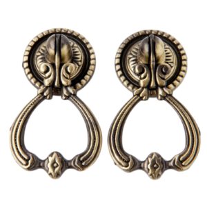 2sets Antique Brass Furniture Handles Vintage Cabinet Knobs Door Closet Cabinet Drawer Pull Knob Furniture Accessories w/screws